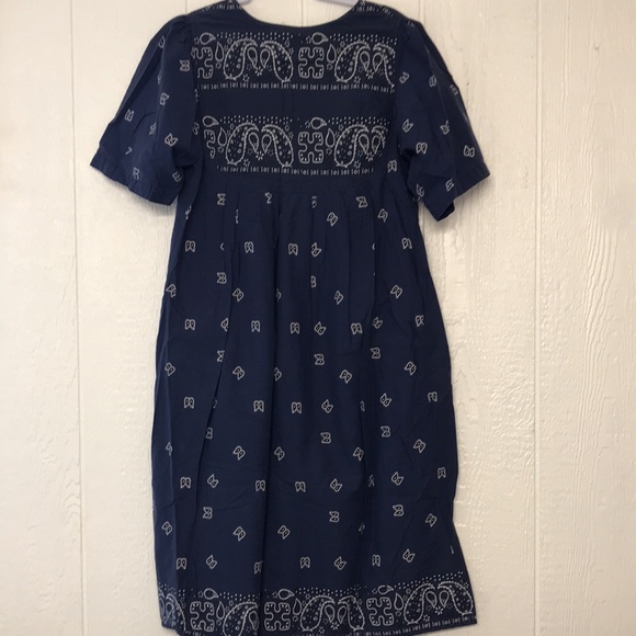 Vintage Styled by Saybury Navy Blue Paisley Mumu Dress Cotton Size Medium - Picture 4 of 11
